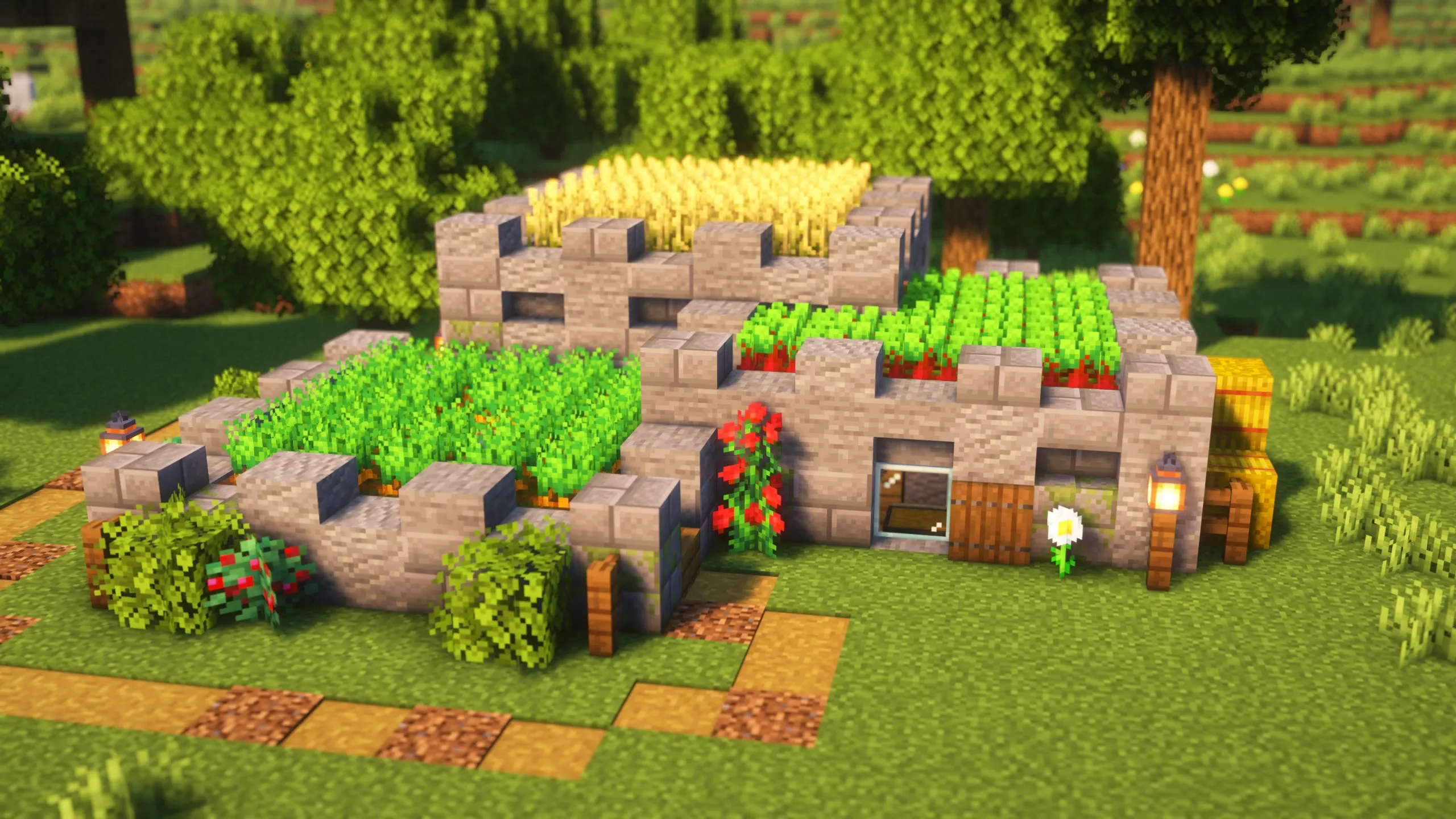 Minecraft Layer Builds Tiered Crop Farm: Minecraft Starter Build | GorilloBuild