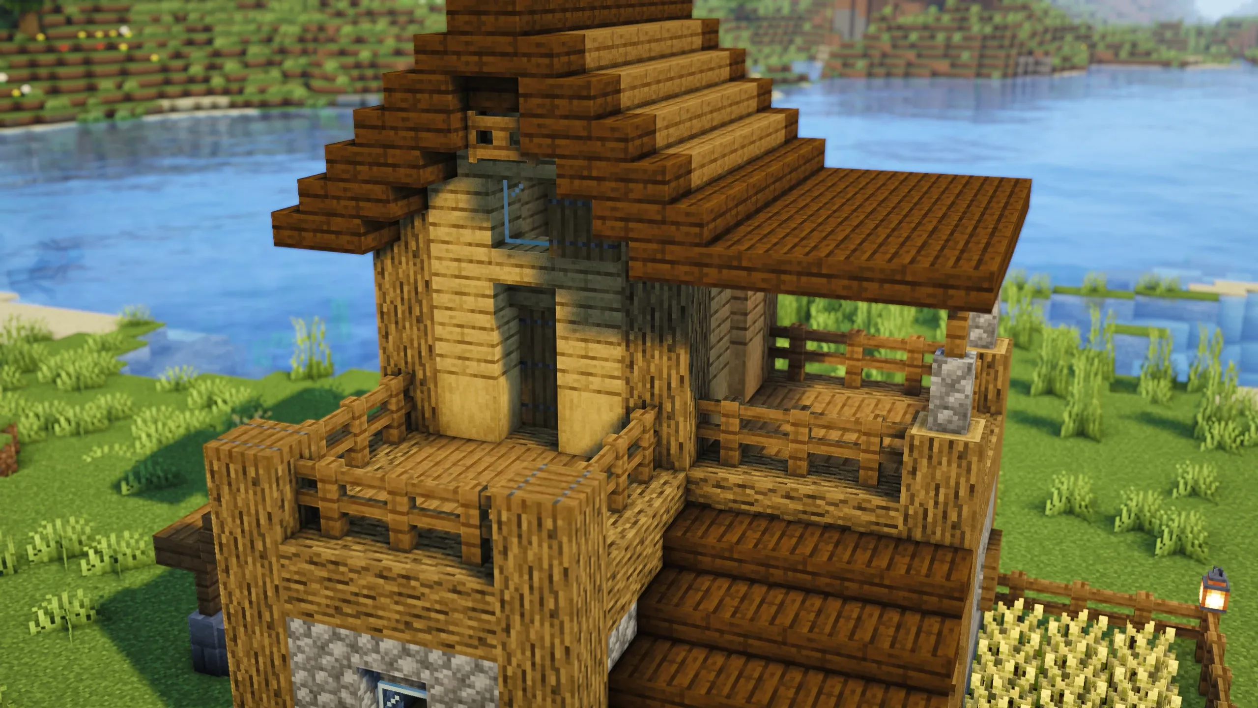 Oak Survival Deck House, a Minecraft starter house and survival base, in-game photo 3