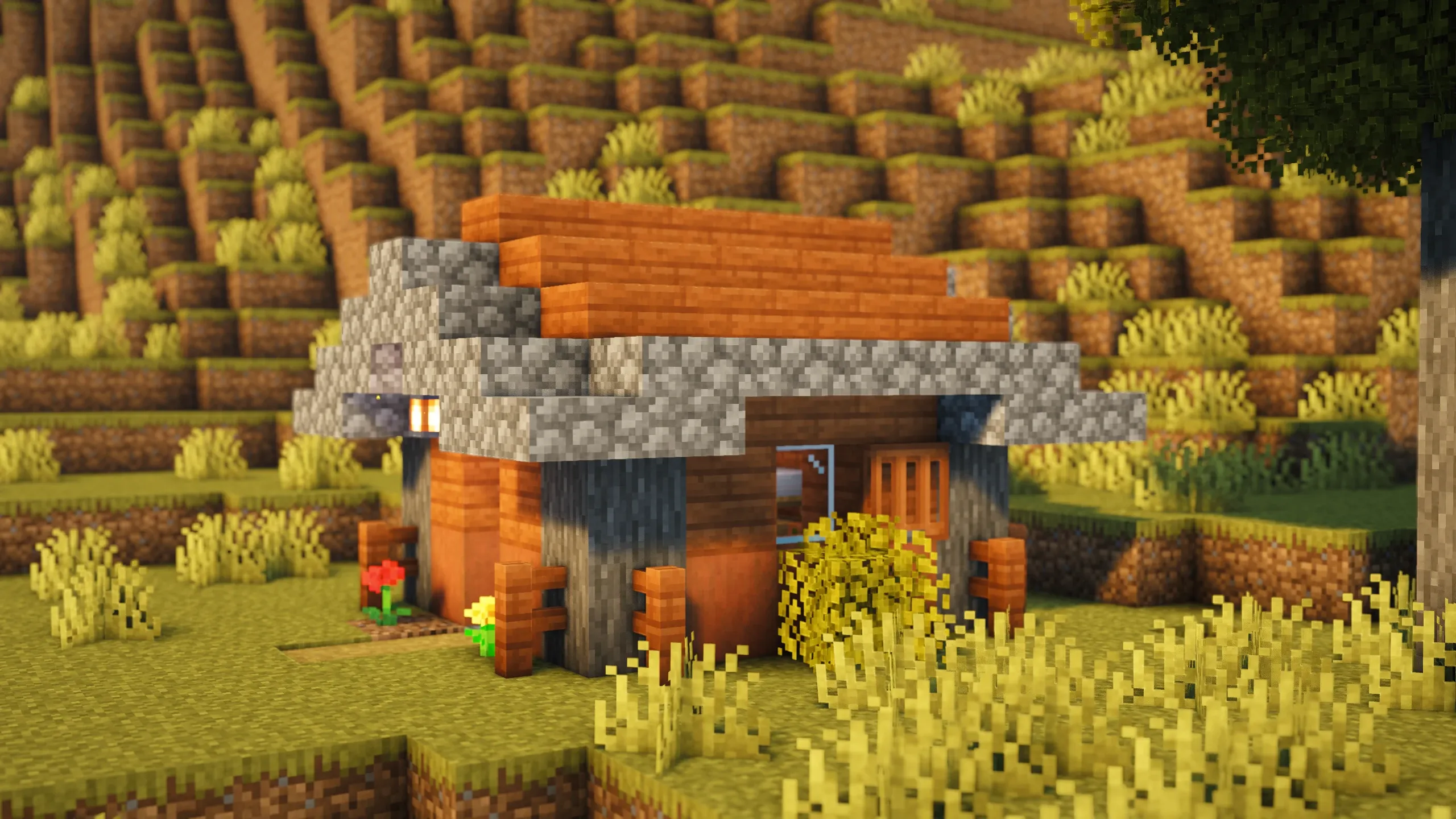 Acacia Starter House, a Minecraft starter house and survival base, in-game photo 3