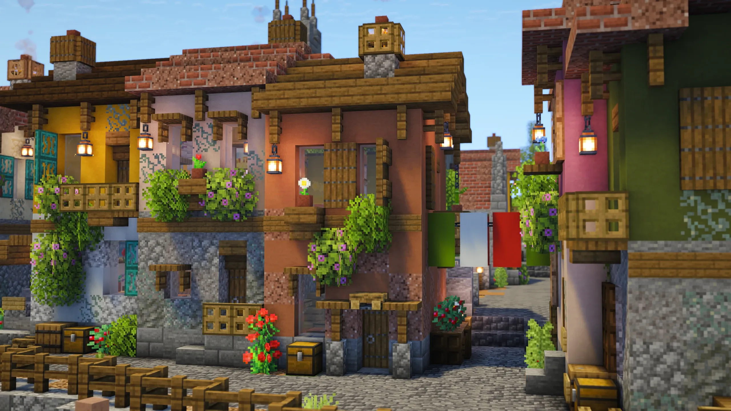 Italian Terrace Row, a Minecraft house, in-game photo 2