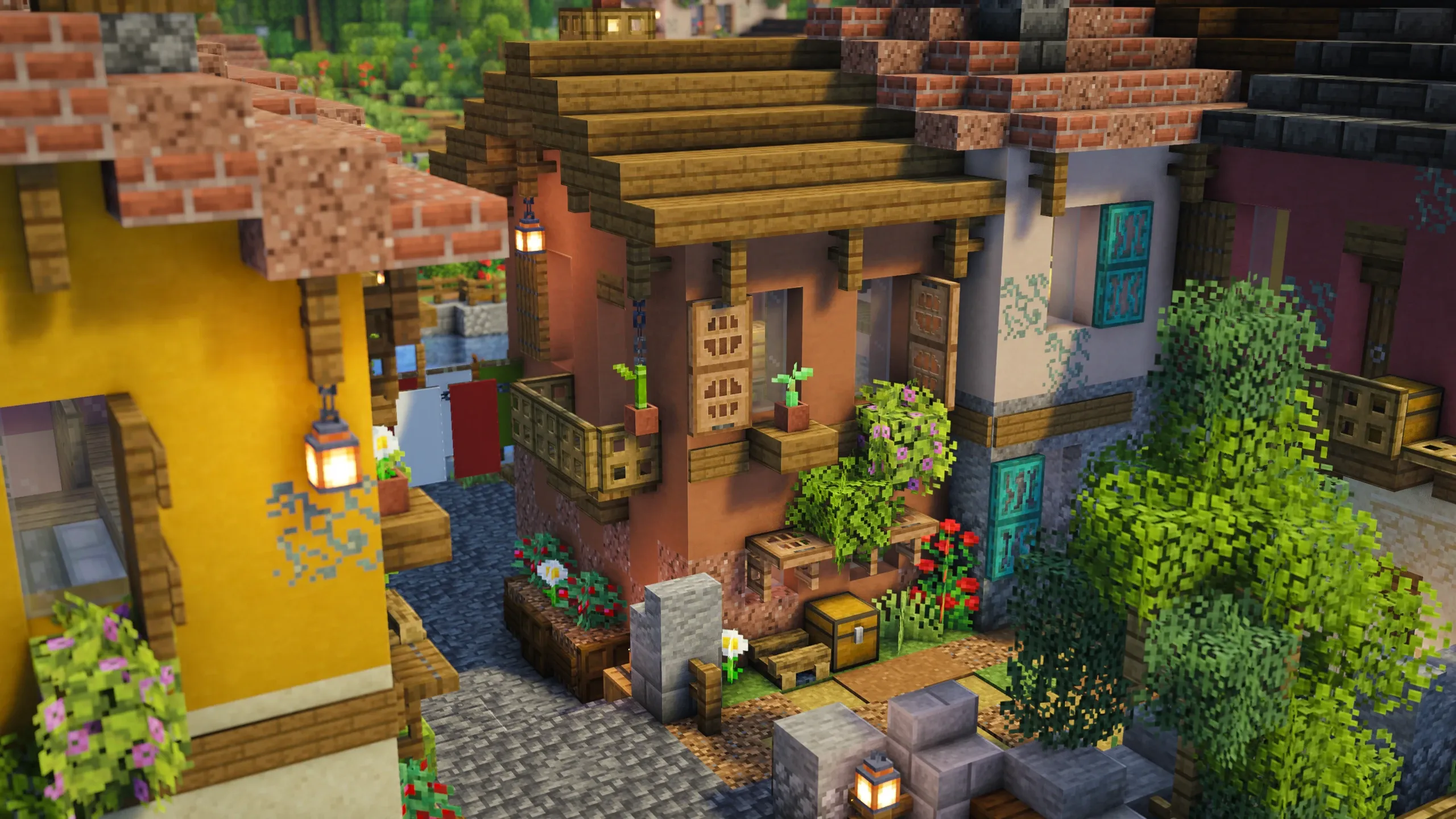 Italian Terrace Row, a Minecraft house, in-game photo 3