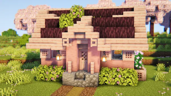 Cherry Blossom House, a Minecraft starter house and survival base