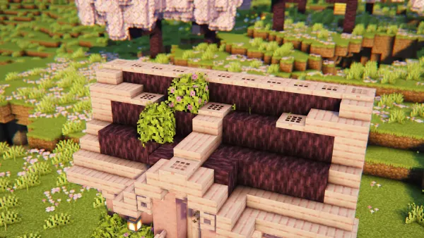 Cherry Blossom House, a Minecraft starter house and survival base, in-game photo 3