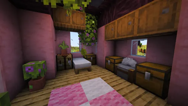 Cherry Blossom House, a Minecraft starter house and survival base, in-game photo 4