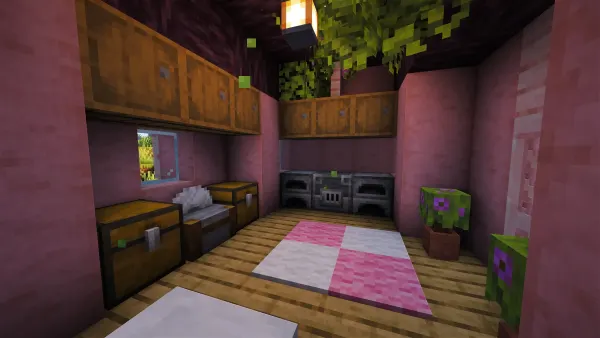 Cherry Blossom House, a Minecraft starter house and survival base, in-game photo 5
