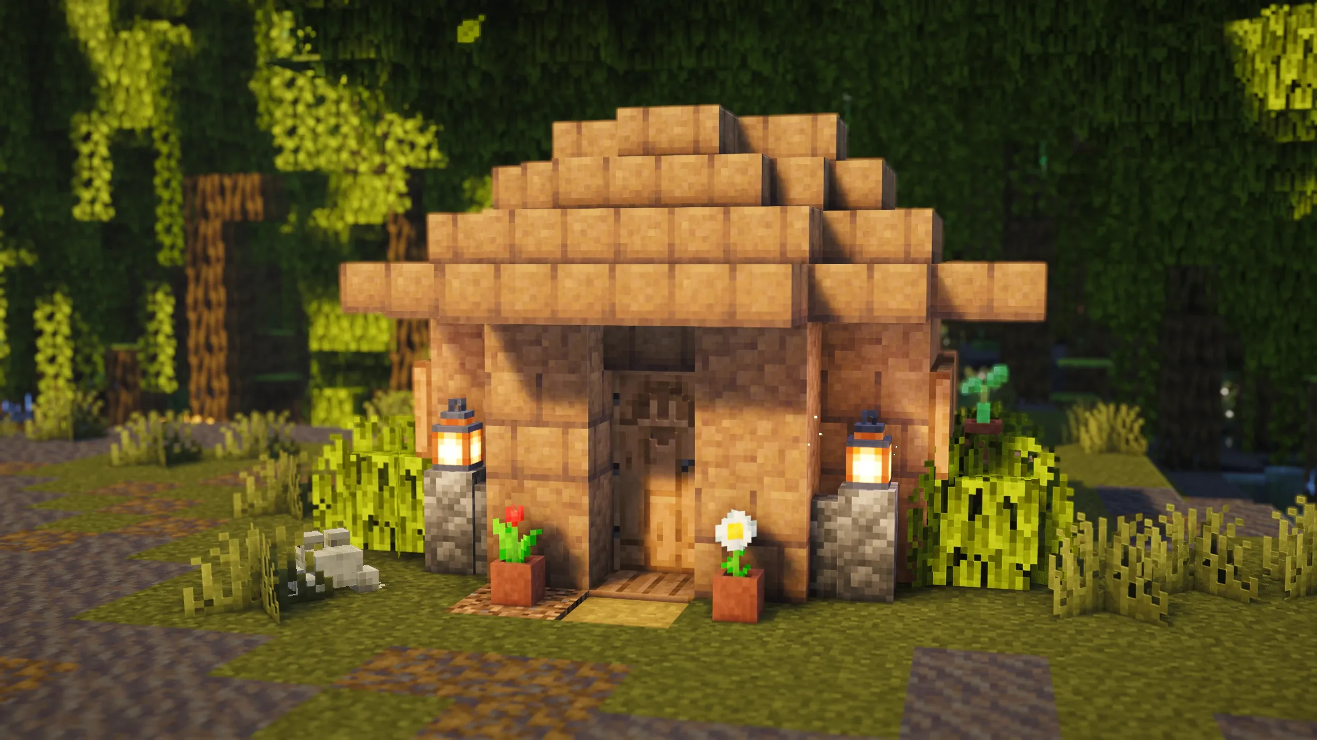 Mud Starter House, a Minecraft starter house and survival base, in-game photo 2