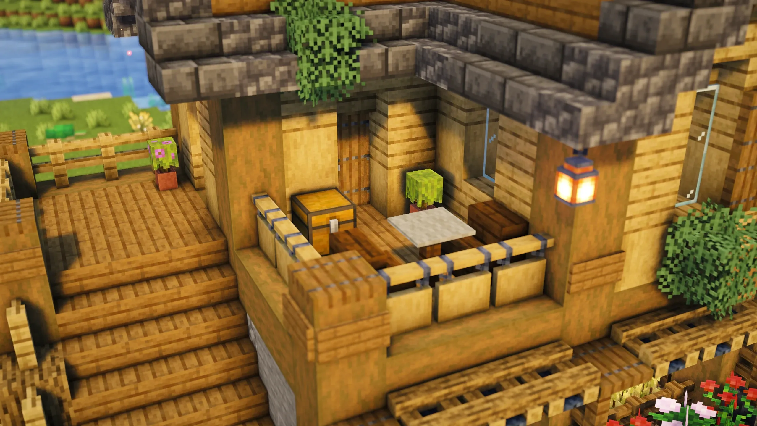 Oak Survival Farmhouse, a Minecraft starter house and survival base, in-game photo 2
