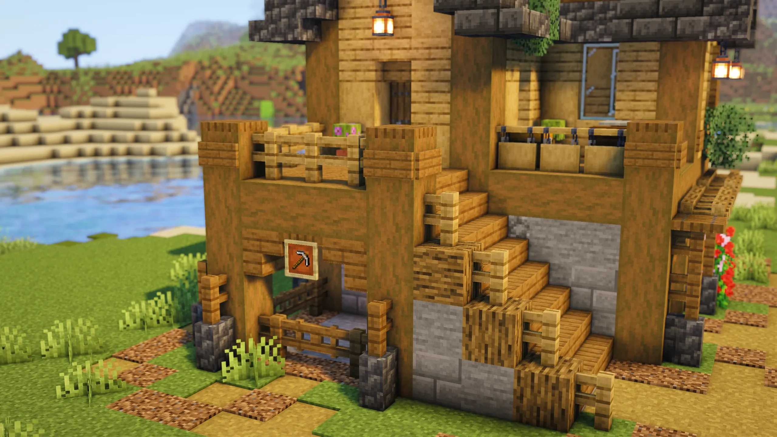 Oak Survival Farmhouse, a Minecraft starter house and survival base, in-game photo 3