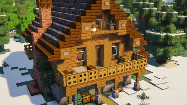 Highland Spruce Lodge, a Minecraft starter house and survival base, in-game photo 2