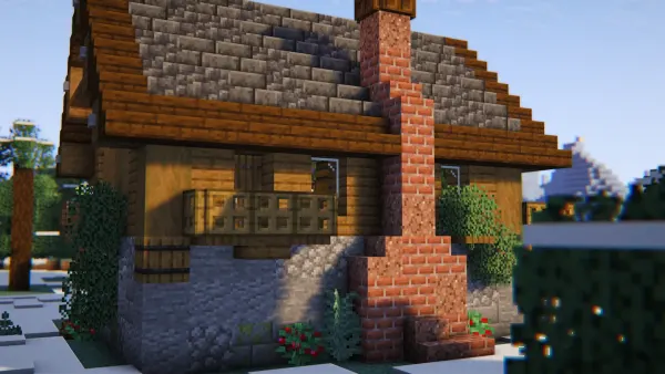 Highland Spruce Lodge, a Minecraft starter house and survival base, in-game photo 3