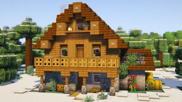 Highland Spruce Lodge, a Minecraft starter house and survival base