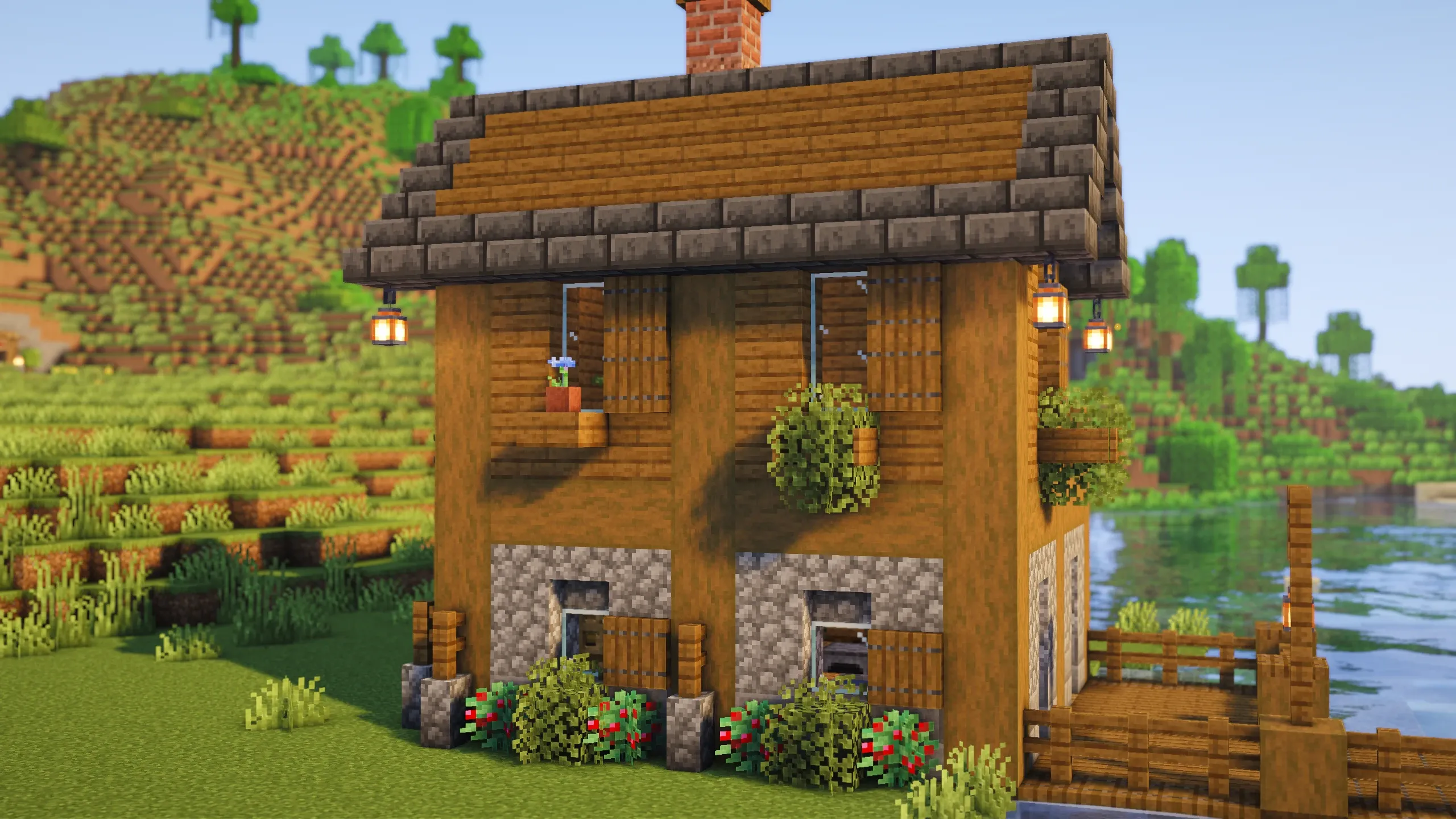 Lakeside Starter House, a Minecraft starter house and survival base, in-game photo 3