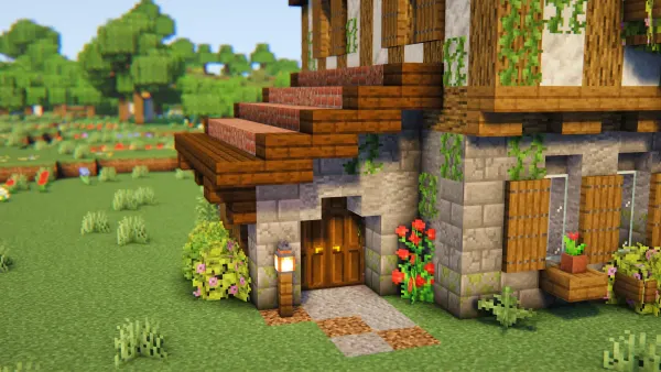 Medieval Timber House, a Minecraft starter house and survival base, in-game photo 2