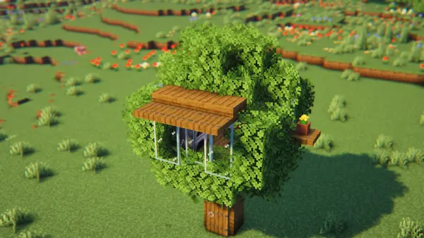 Oak Treehouse, a Minecraft starter house and survival base, in-game photo 2