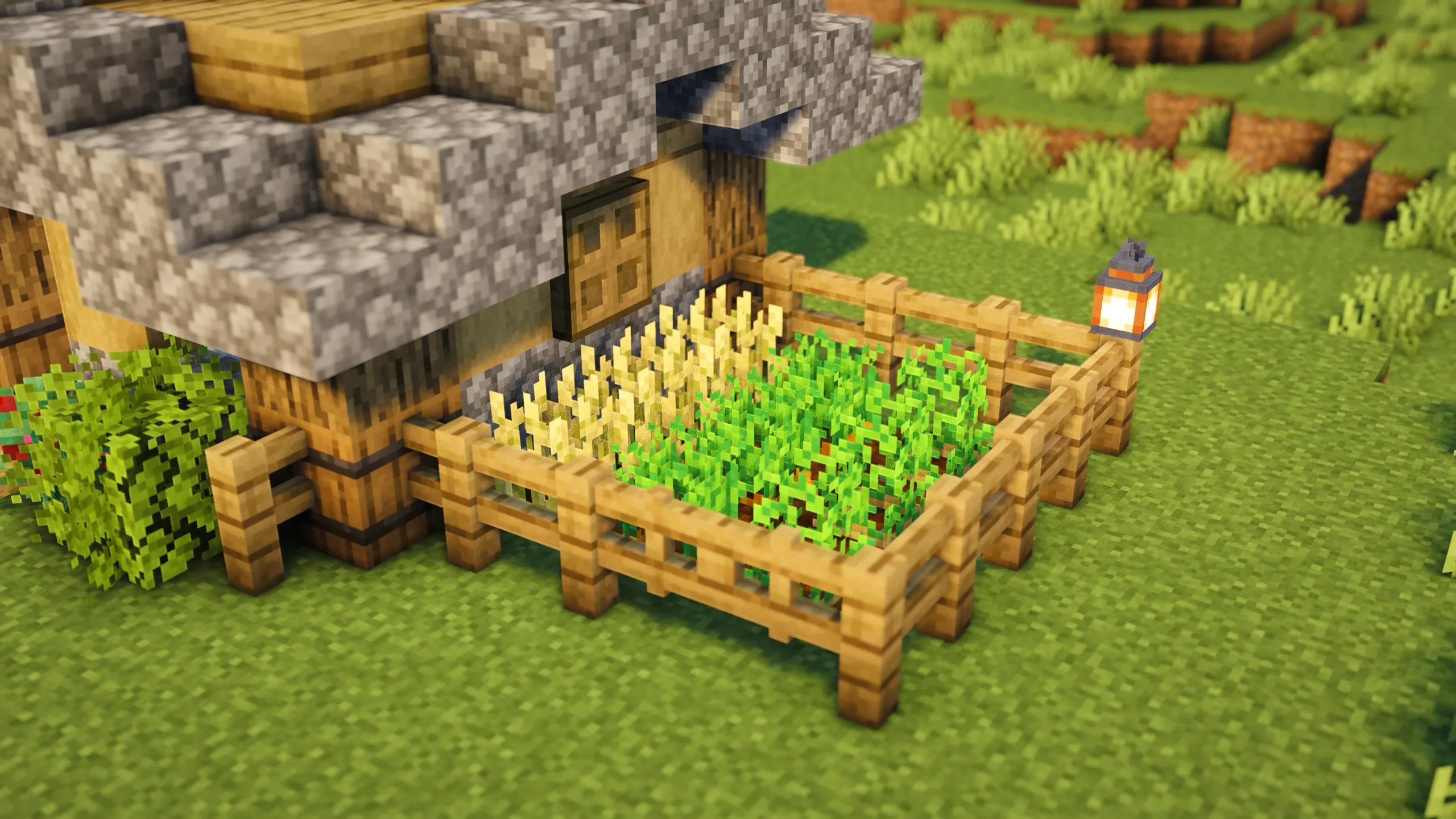 Oak Farmstead Cabin, a Minecraft starter house and survival base, in-game photo 2