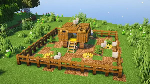Chicken Coop #3, a Minecraft starter build