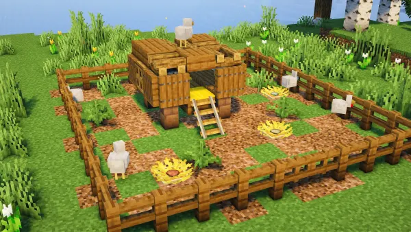 Chicken Coop #3, a Minecraft starter build, in-game photo 2