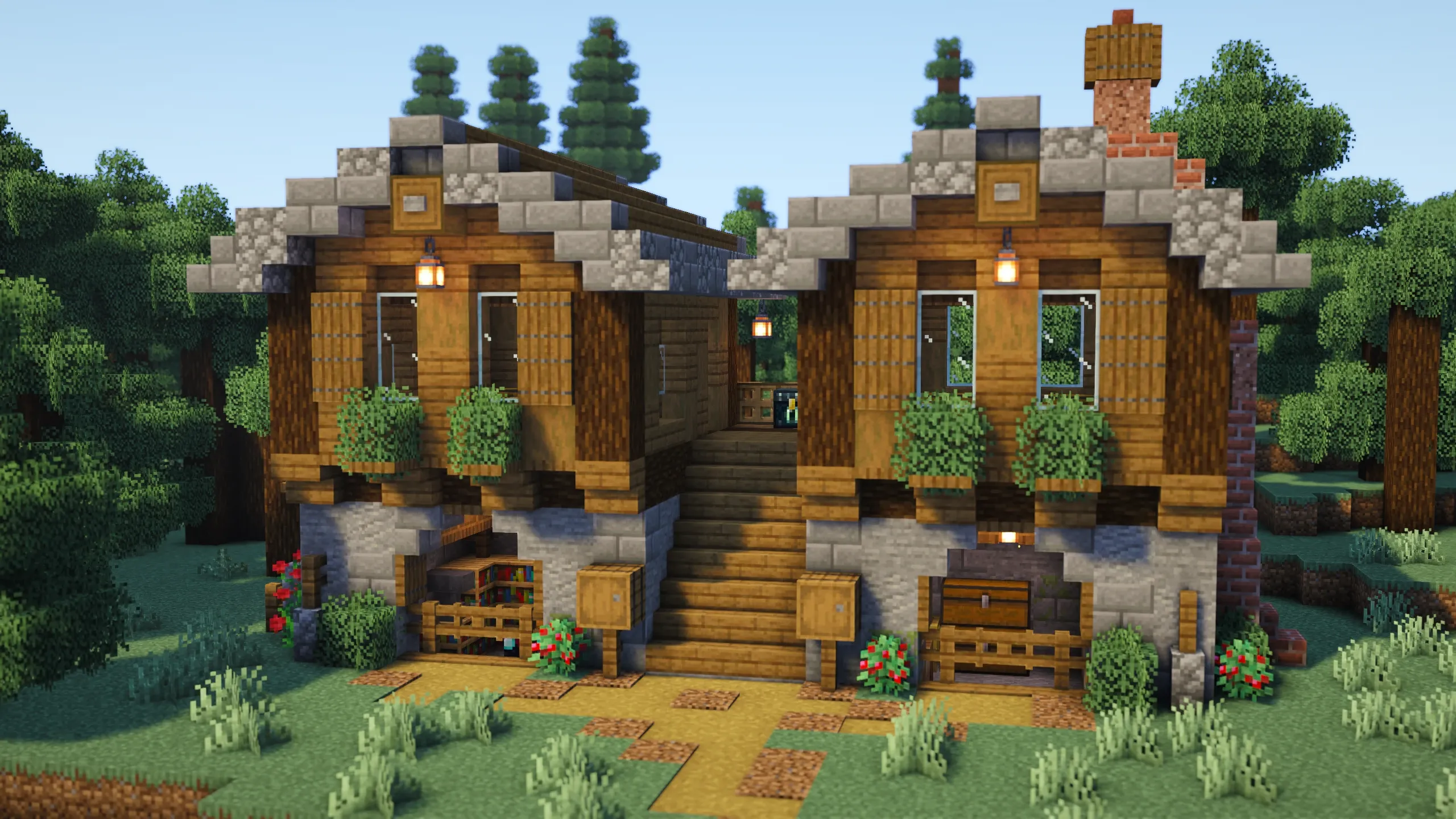 Twincrest House, a Minecraft starter house and survival base, in-game photo 2
