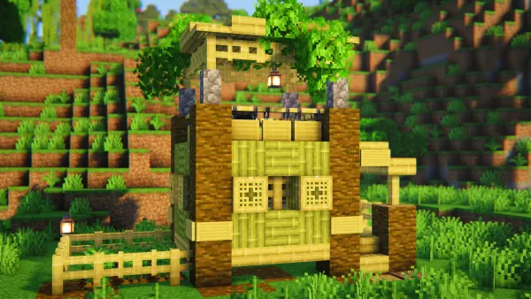 Bamboo Lookout, a Minecraft starter house and survival base, in-game photo 2