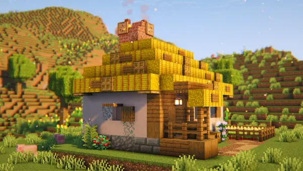 Ukraine Inspired House, a Minecraft starter house and survival base, in-game photo 2