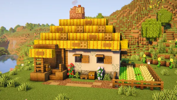 Ukraine Inspired House, a Minecraft starter house and survival base