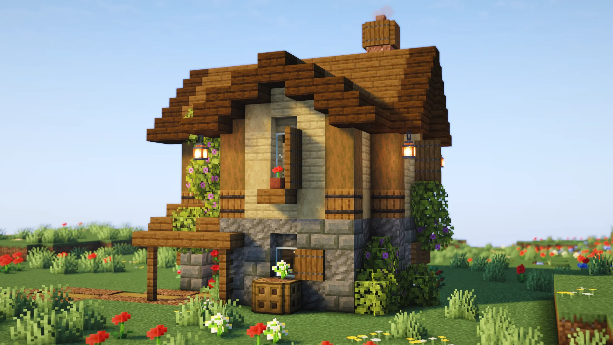 Birch Cabin, a Minecraft starter house and survival base, in-game photo 2