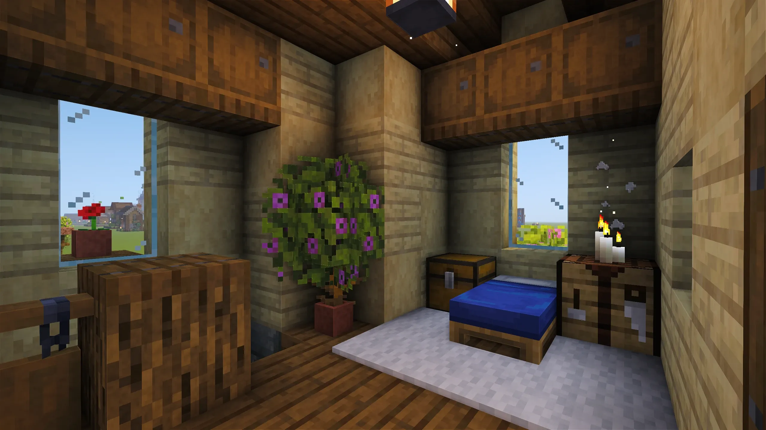 Birch Cabin, a Minecraft starter house and survival base, in-game photo 4