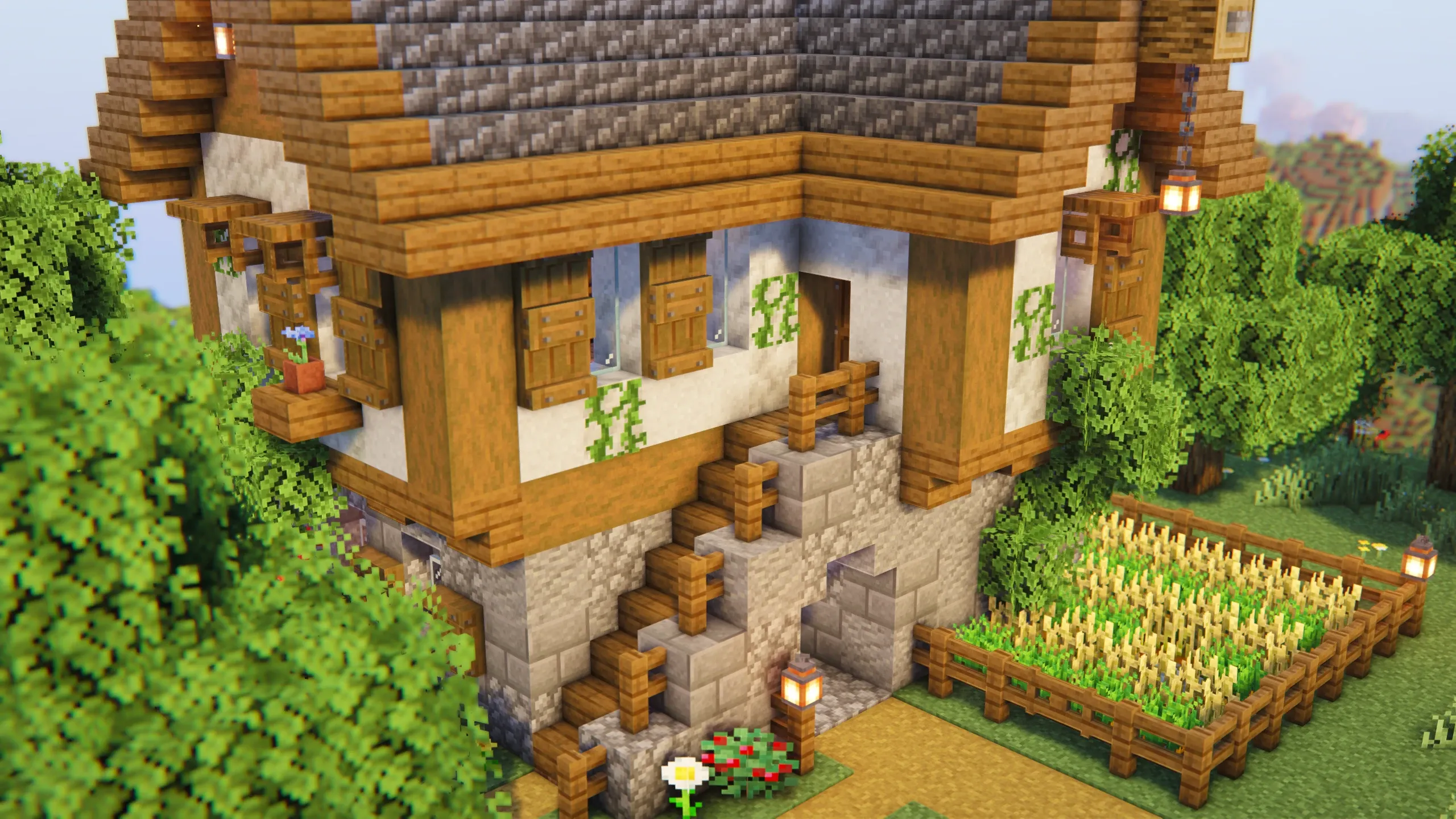Medieval Slate House, a Minecraft starter house and survival base, in-game photo 3