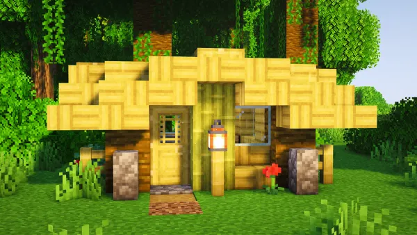 Bamboo Hut, a Minecraft starter house and survival base, in-game photo 2