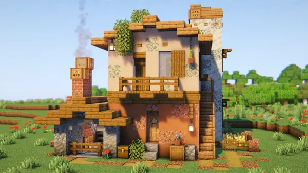 Italian White Tower House, a Minecraft starter house and survival base