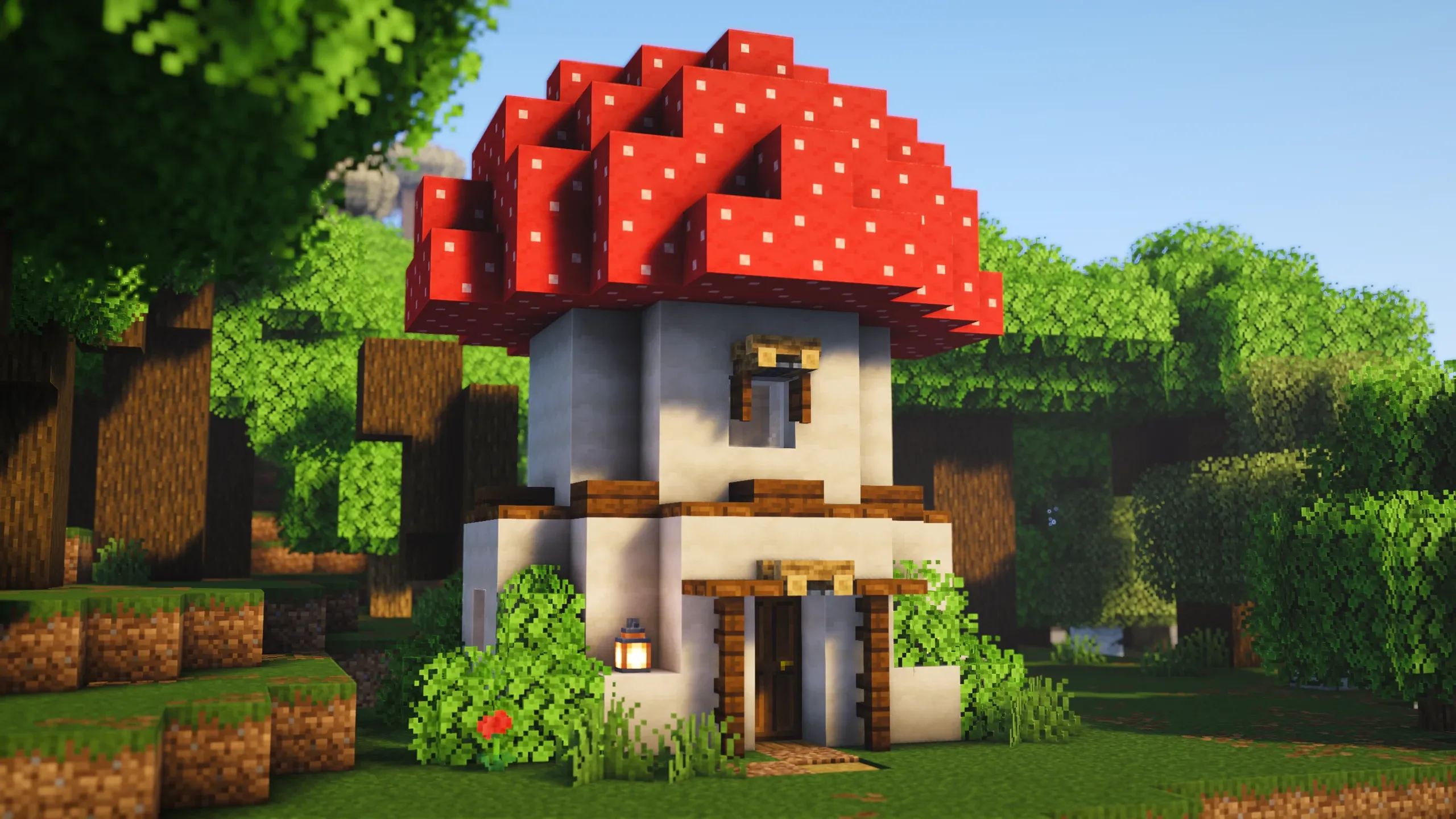 Red Mushroom House, a Minecraft starter house and survival base, in-game photo 2