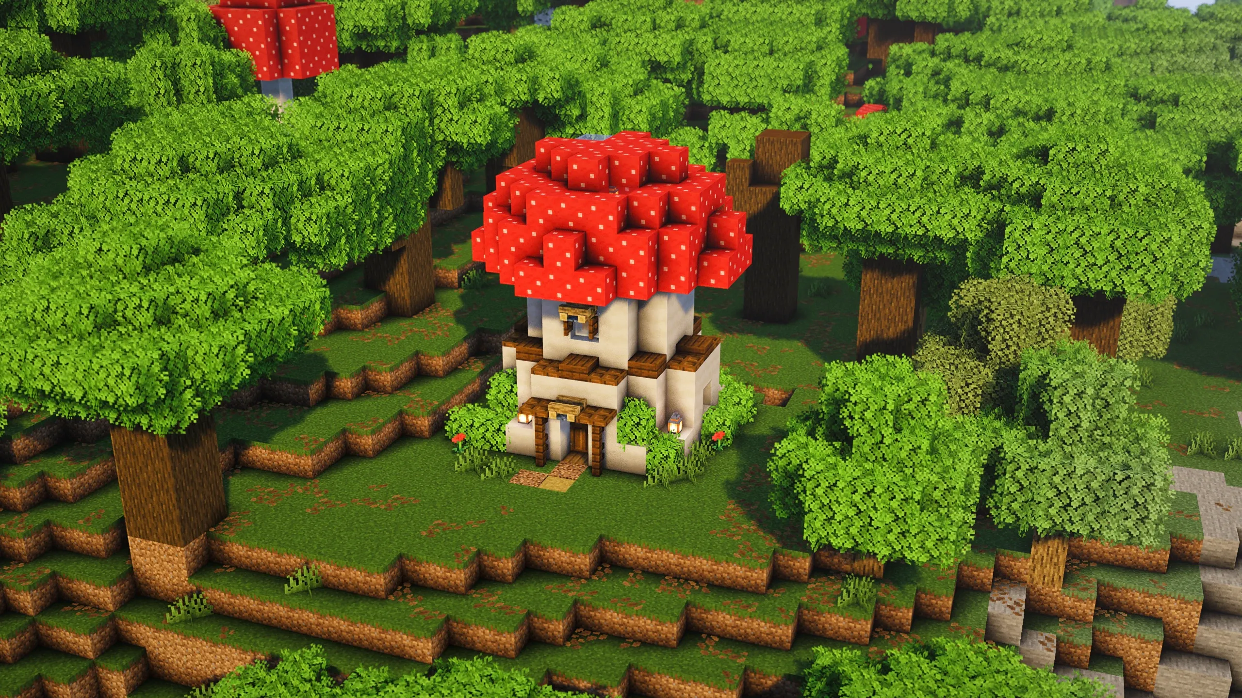 Red Mushroom House, a Minecraft starter house and survival base, in-game photo 3