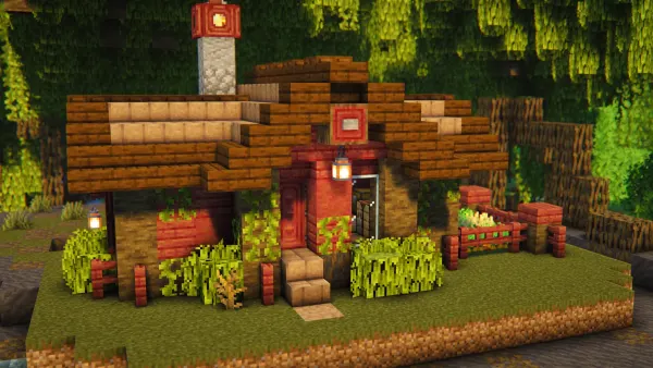 Mangrove Starter House, a Minecraft starter house and survival base, in-game photo 2