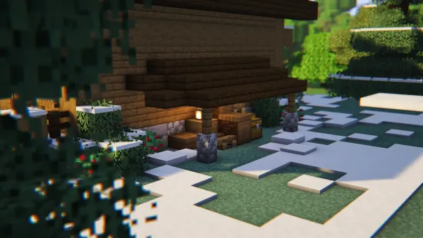 Snowy Spruce Lodge, a Minecraft starter house and survival base, in-game photo 4