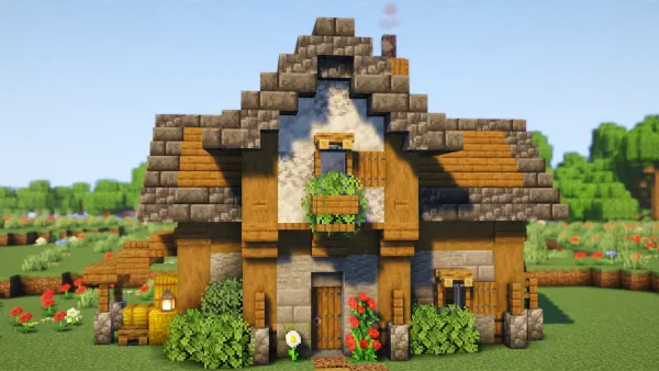 Chalkgable Cottage, a Minecraft starter house and survival base