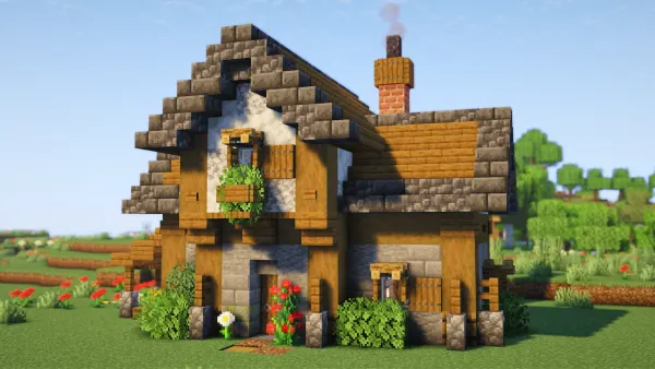 Chalkgable Cottage, a Minecraft starter house and survival base, in-game photo 2