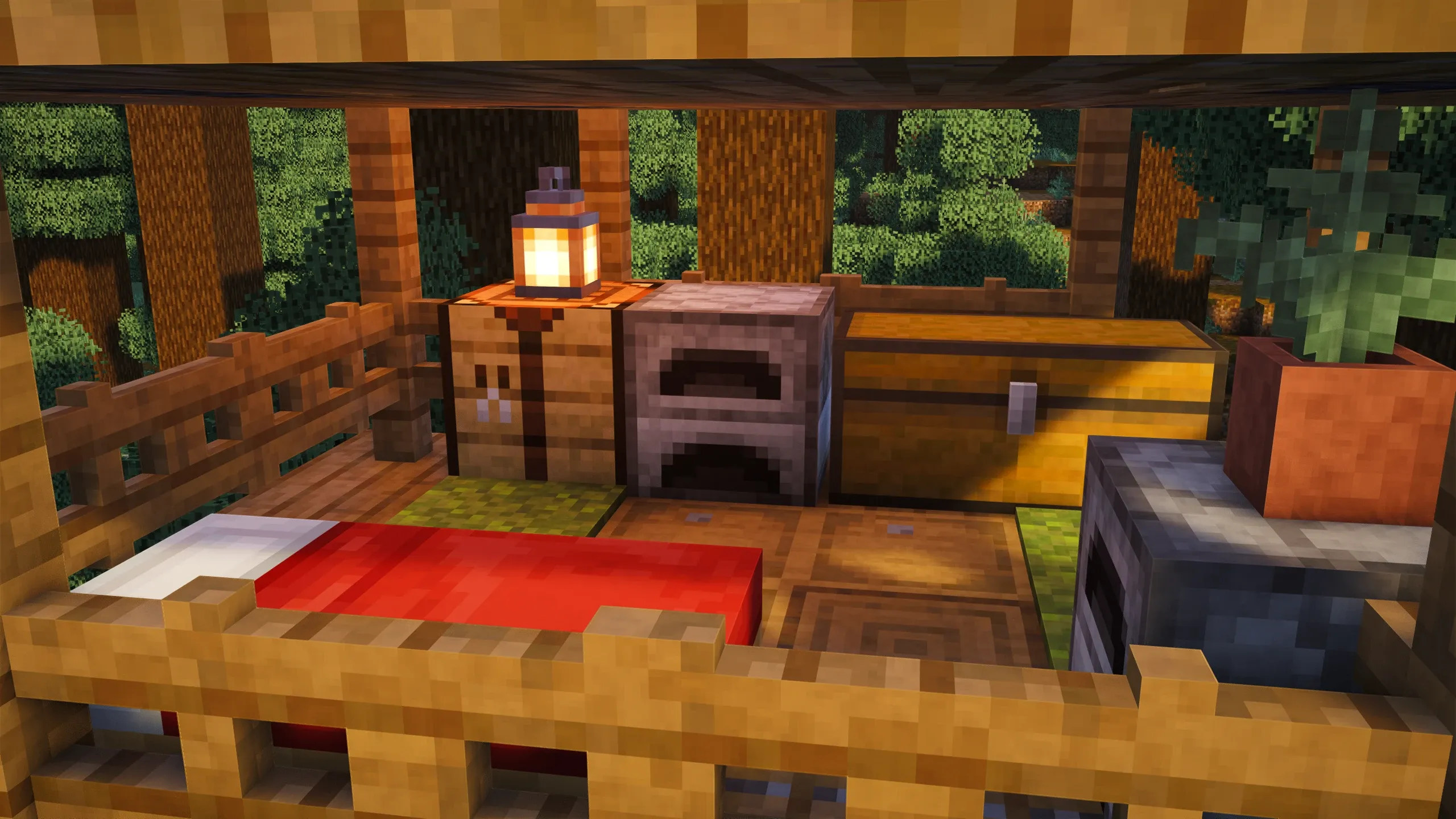 Cozy Spruce Treehouse, a Minecraft starter house and survival base, in-game photo 4