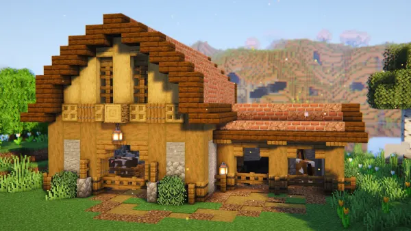 Adobe Animal Barn, a Minecraft starter build