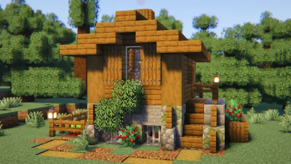 Loftpine Cabin, a Minecraft starter house and survival base