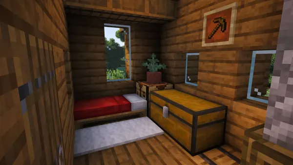 Loftpine Cabin, a Minecraft starter house and survival base, in-game photo 4