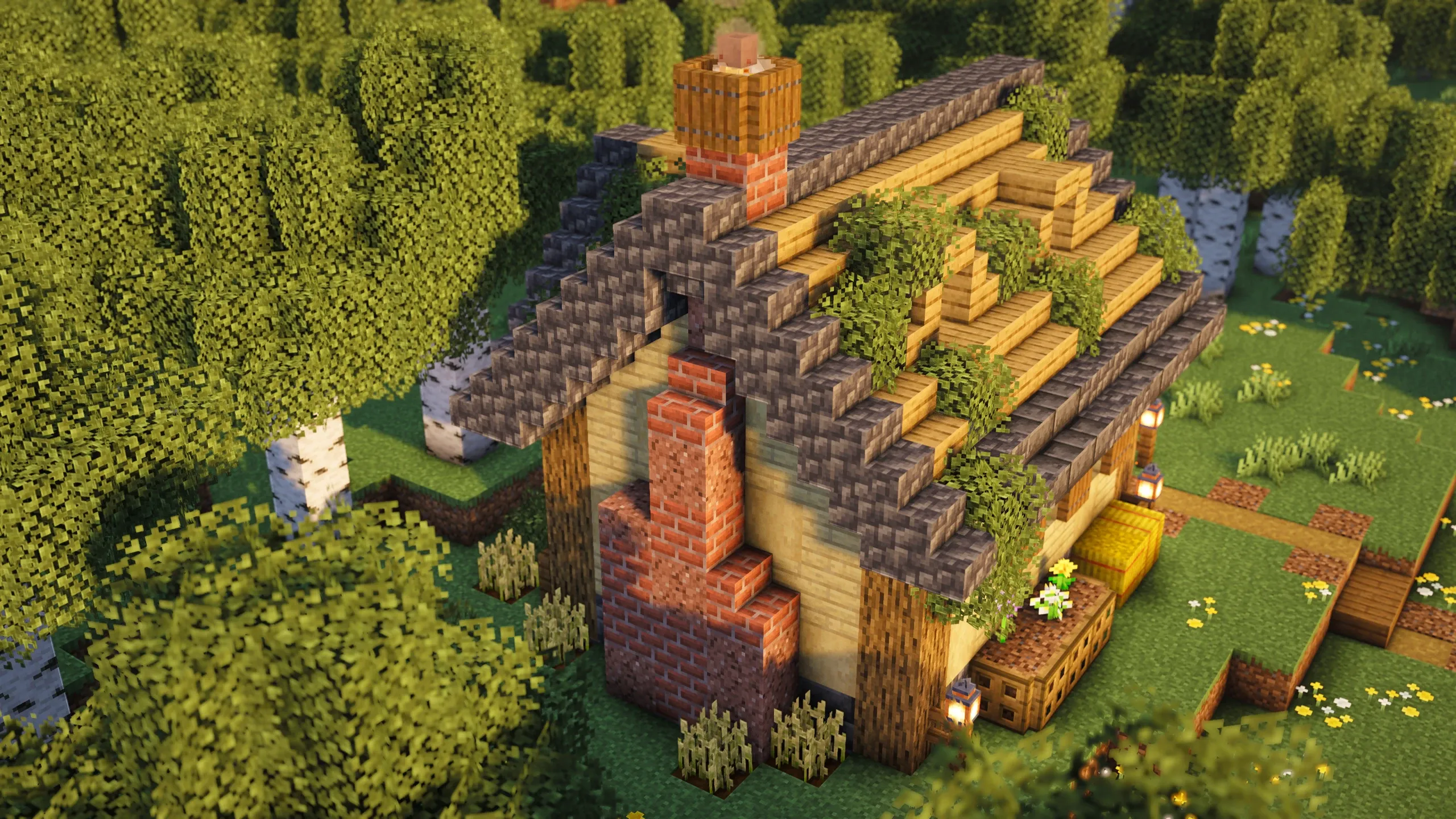Birch Cottage, a Minecraft starter house and survival base, in-game photo 2