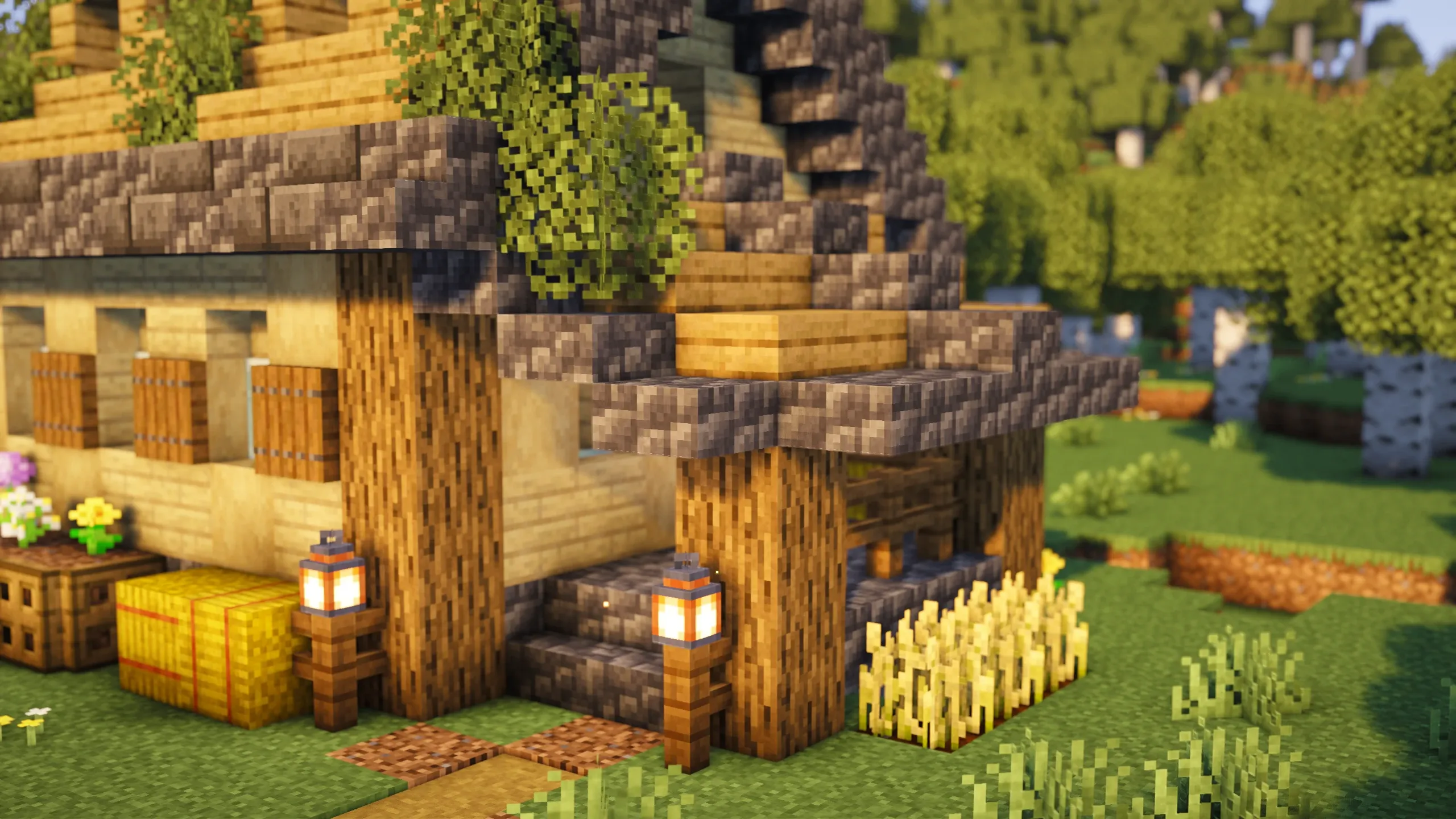 Birch Cottage, a Minecraft starter house and survival base, in-game photo 3