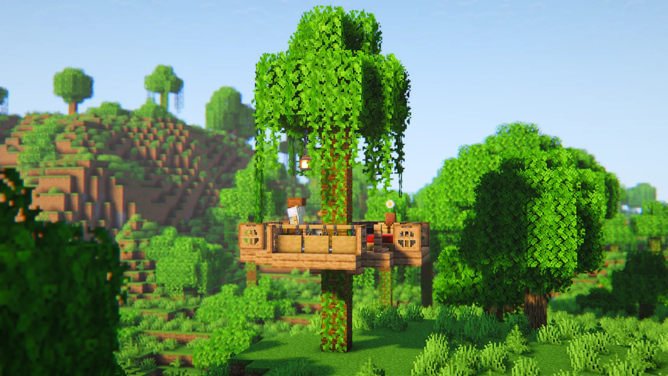Easy Jungle Treehouse, a Minecraft starter house and survival base, in-game photo 2
