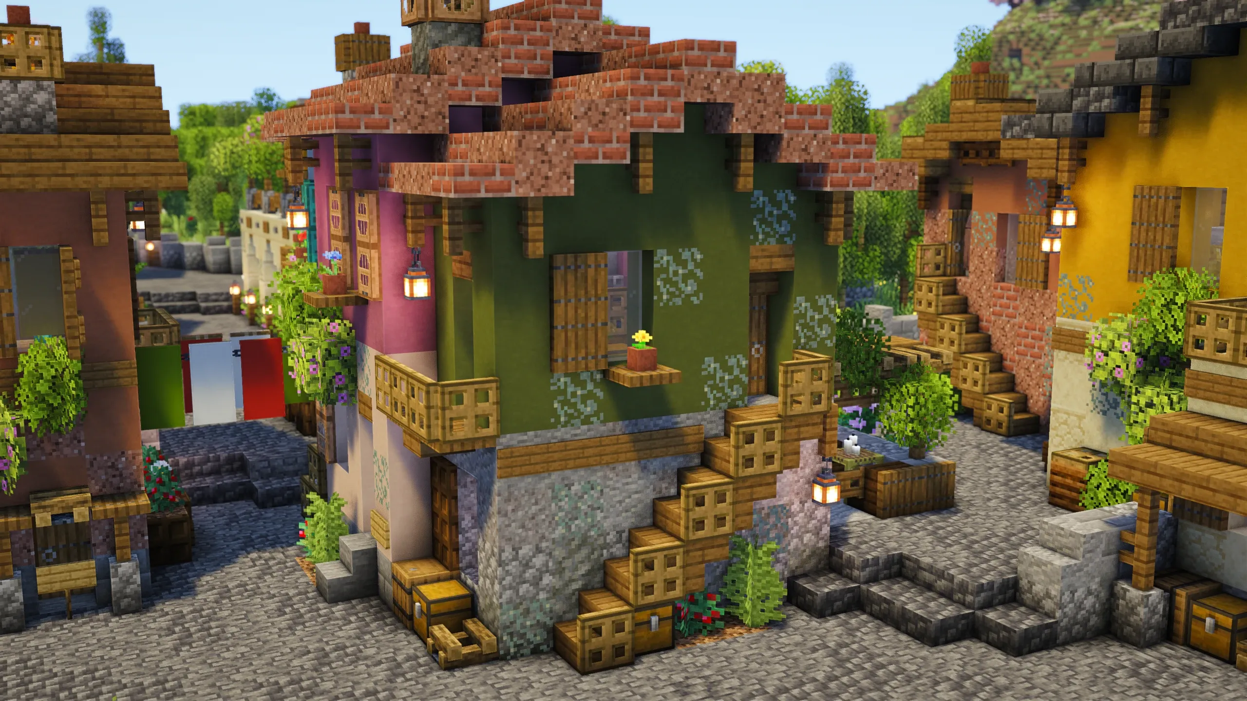 Italian Painted Terrace Row, a Minecraft house, in-game photo 2