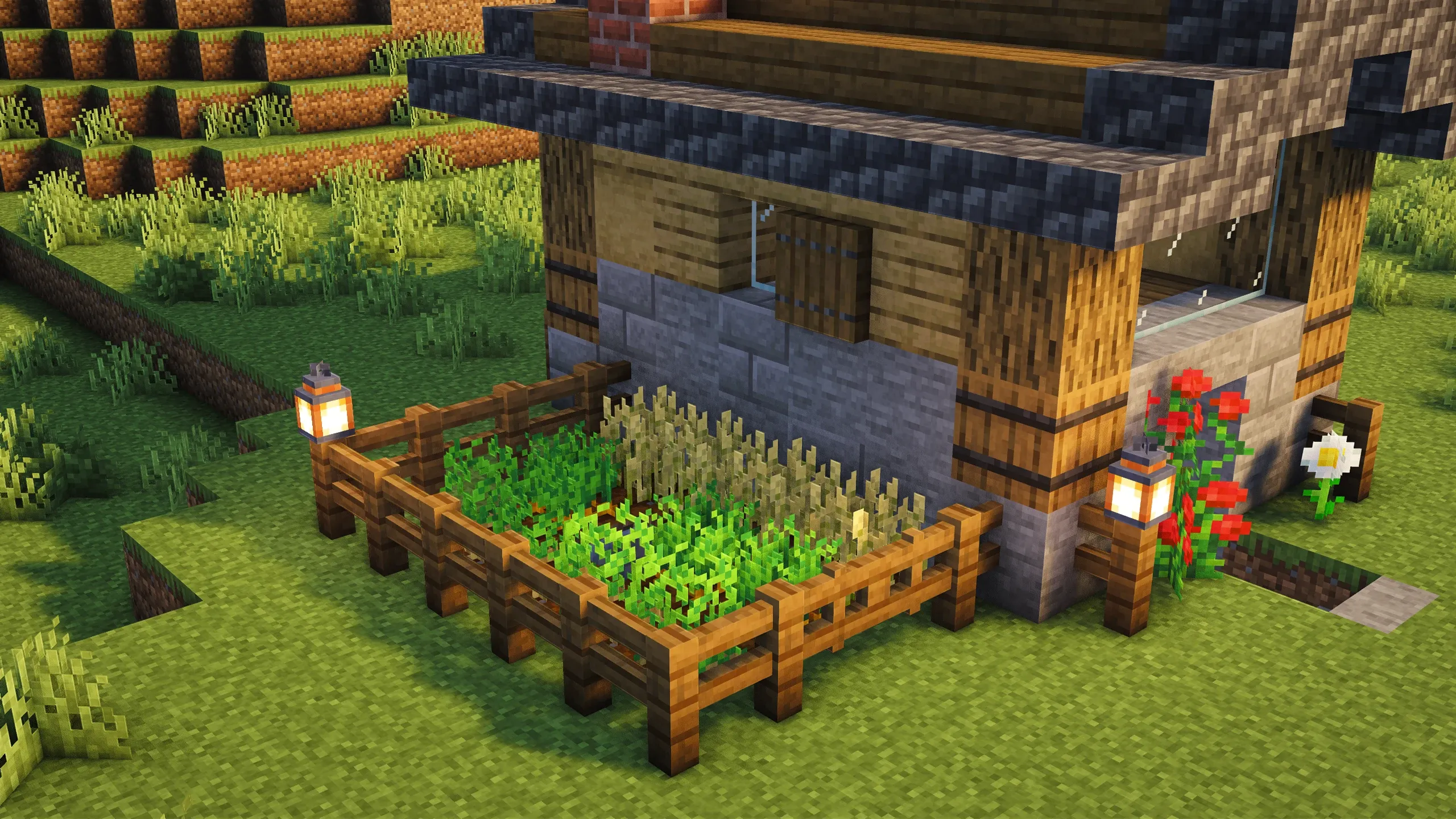Brightpane Cottage, a Minecraft starter house and survival base, in-game photo 2