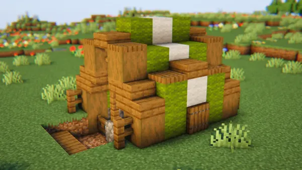 Wooden Starter Tent, a Minecraft starter house and survival base, in-game photo 2
