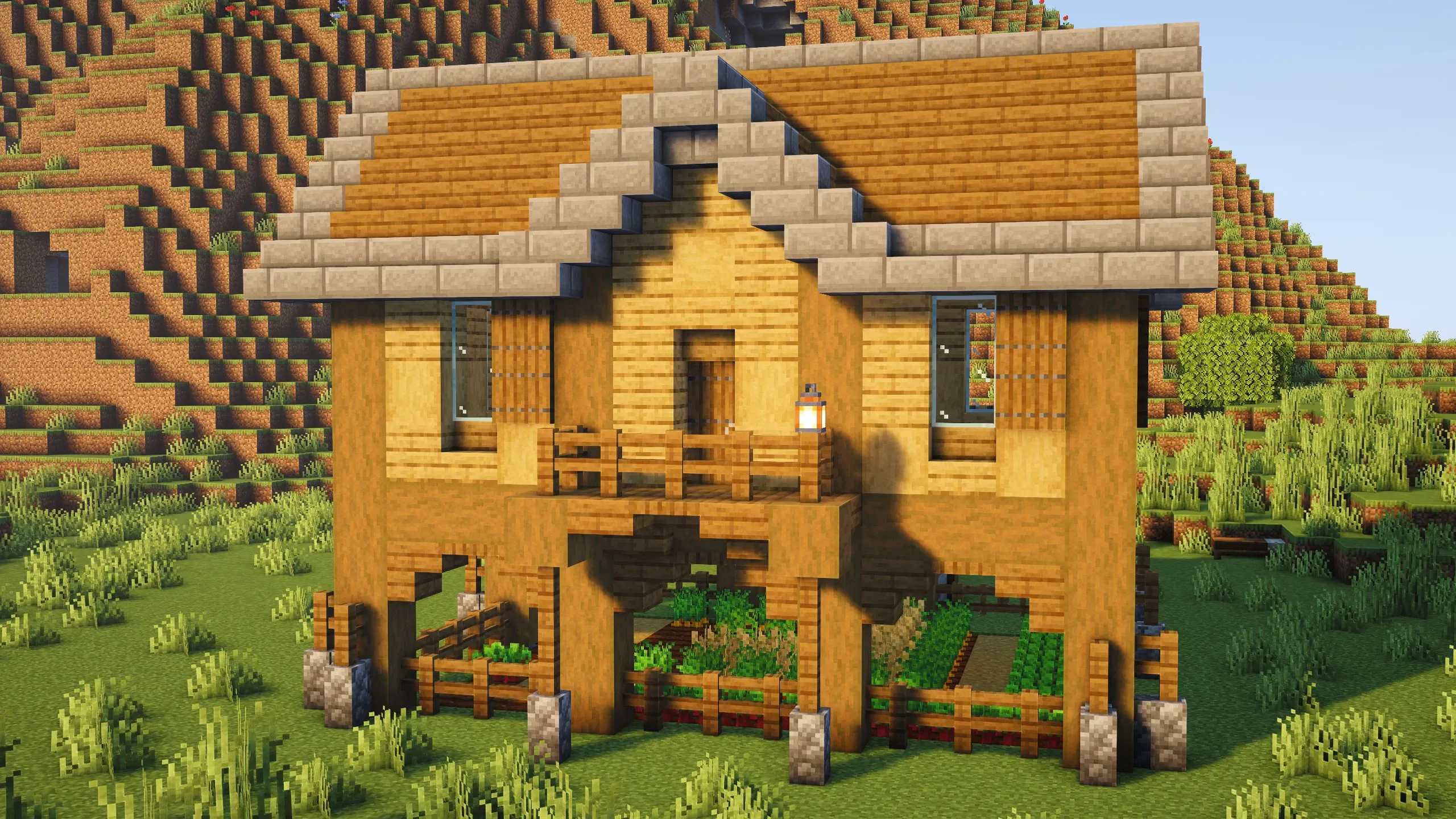 Oak Survival Townhouse, a Minecraft starter house and survival base, in-game photo 2