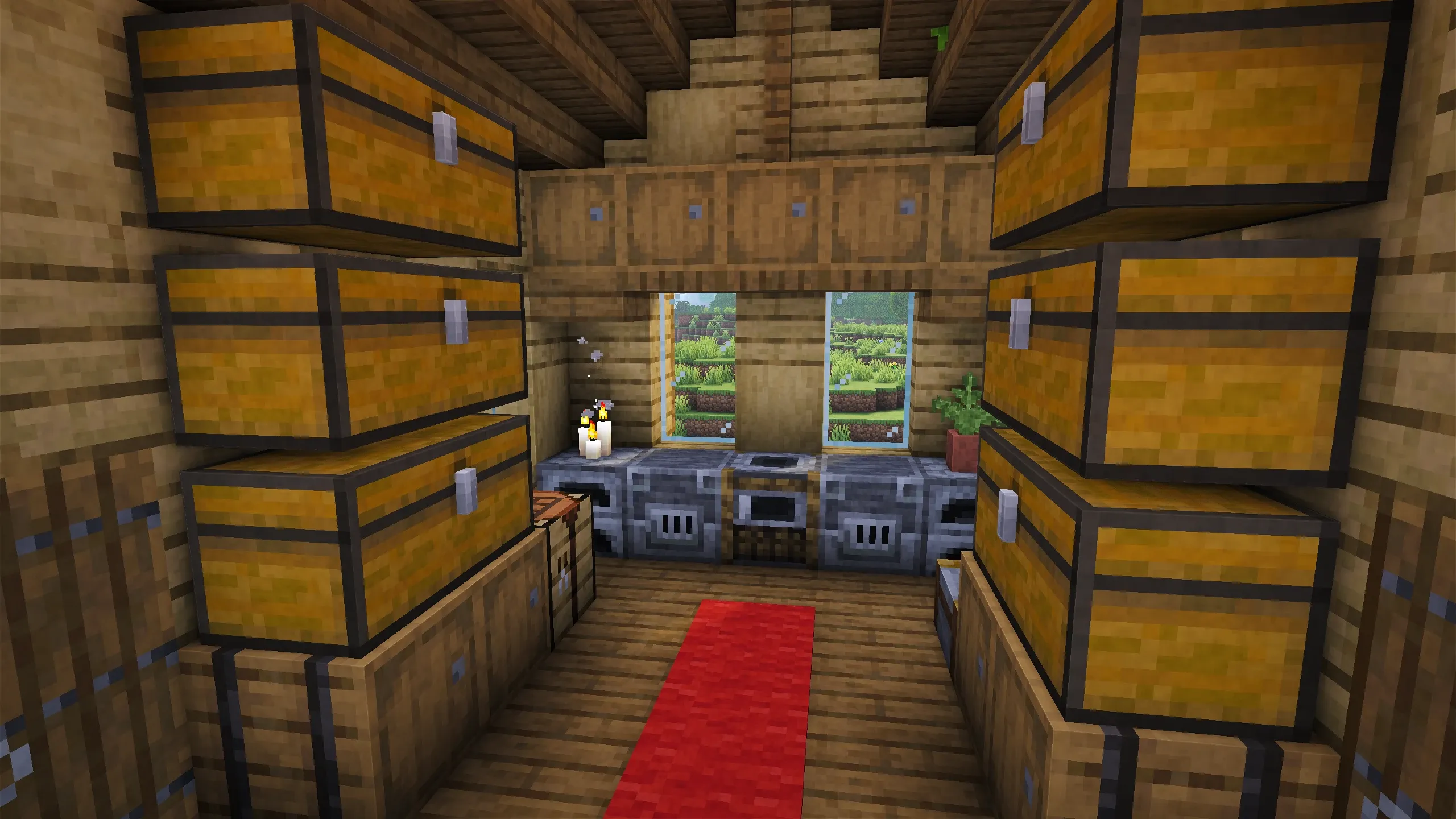 Oak Survival Townhouse, a Minecraft starter house and survival base, in-game photo 4