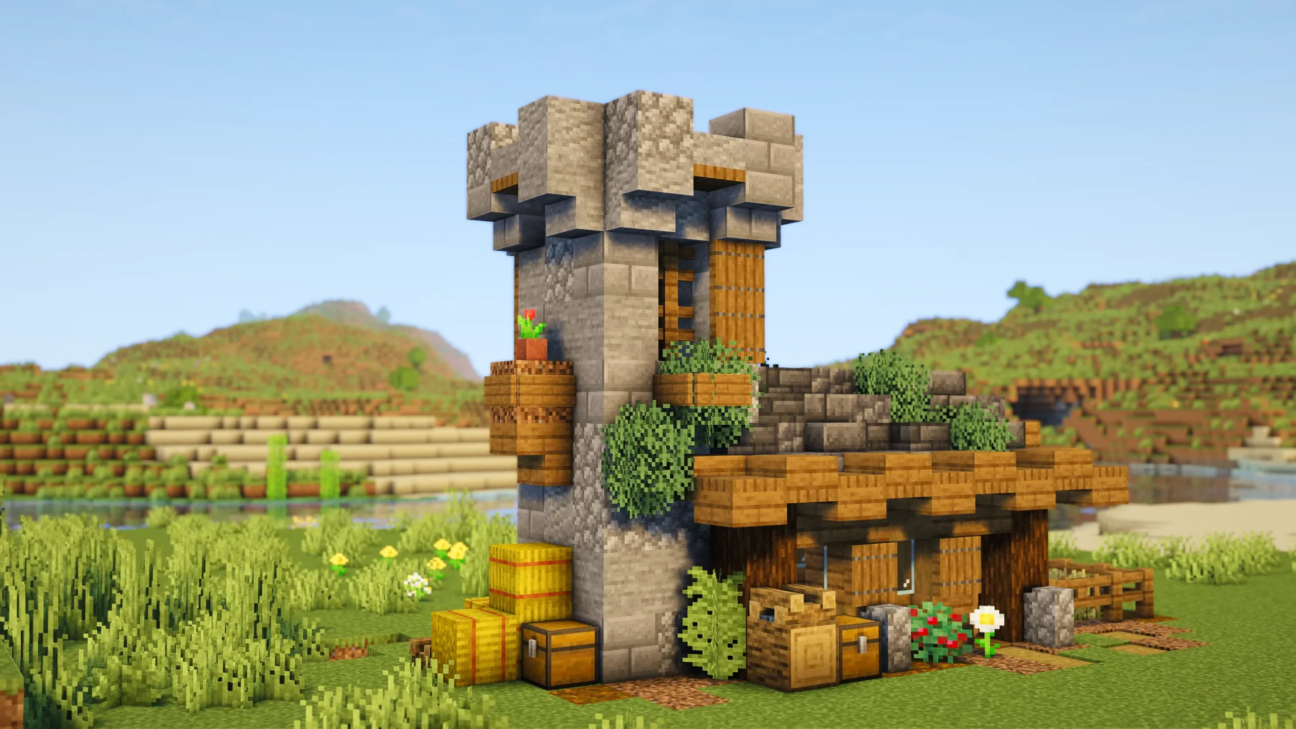 Spruce Tower House, a Minecraft starter castle, in-game photo 2