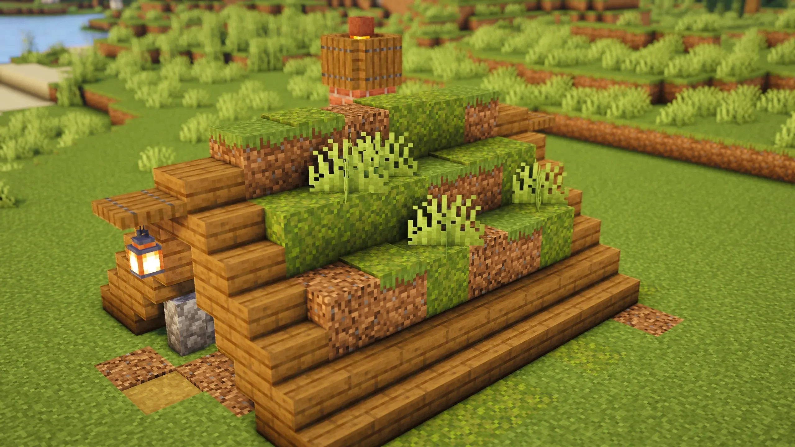 Moss-roof Starter Base, a Minecraft starter base and survival base, in-game photo 2